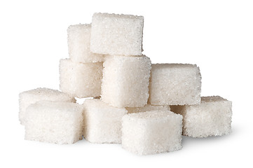 Image showing Pile of white sugar cubes