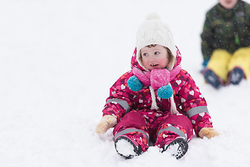 Image showing little girl at snowy winter day