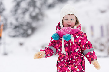 Image showing little girl at snowy winter day