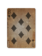 Image showing Very old playing card, eight of diamonds