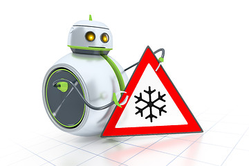 Image showing little robot with road sign sleekness