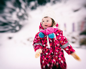 Image showing little girl at snowy winter day