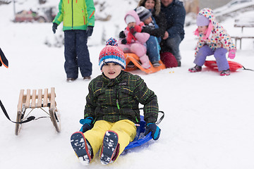 Image showing little boy having fun on winter day