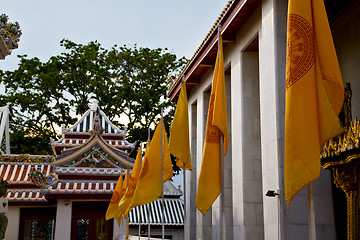 Image showing  thailand asia   in  bangkok sunny  temple yellow flag