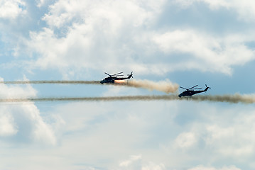 Image showing Attack of two russian helicopters MI-24