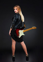 Image showing The beautiful girl with guitar
