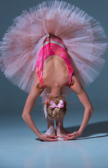 Image showing Ballerina in pink tutu  leaning forward
