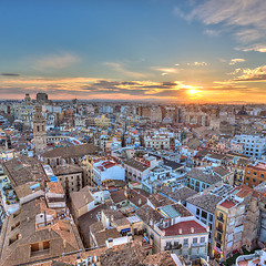 Image showing Sunset Over Historic Center of Valencia, Spain.