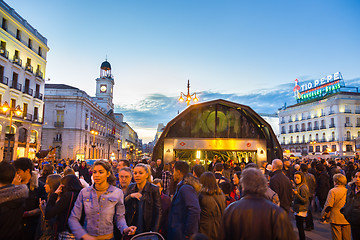 Image showing People on Puerta del Sol square, Madrid, Spain.