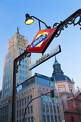 Image showing Metro Station Sign in Madrid Spain