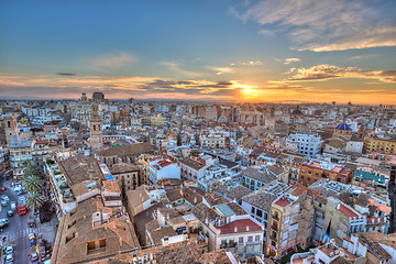 Image showing Sunset Over Historic Center of Valencia, Spain.