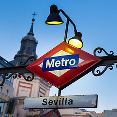 Image showing Metro Station Sign in Madrid Spain