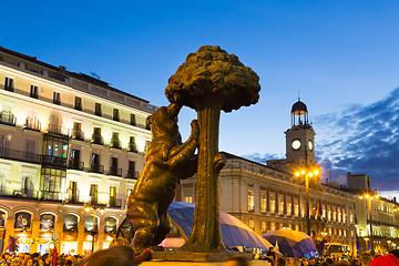 Image showing Statue of bear on Puerta del Sol, Madrid, Spain.