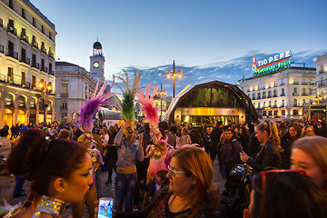 Image showing People on Puerta del Sol square, Madrid, Spain.