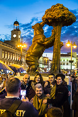 Image showing People on Puerta del Sol square, Madrid, Spain.