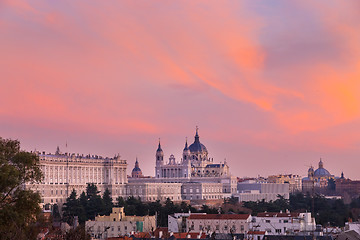 Image showing Almudena Cathedral and Royal Palace in Madrid, Spain.