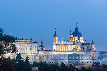 Image showing Almudena Cathedral and Royal Palace in Madrid, Spain.