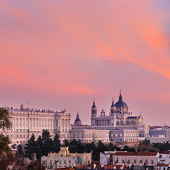 Image showing Almudena Cathedral and Royal Palace in Madrid, Spain.