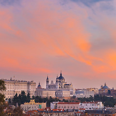 Image showing Almudena Cathedral and Royal Palace in Madrid, Spain.