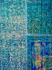 Image showing Blue patchwork rug