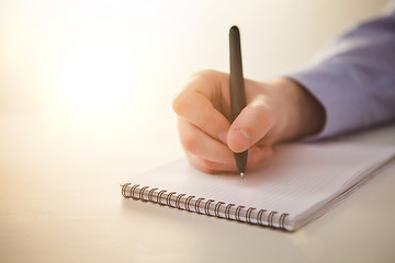Image showing The male hand with a pen 