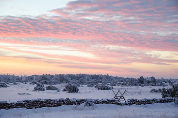 Image showing Sunrise in a winter landscape