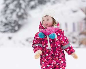 Image showing little girl at snowy winter day