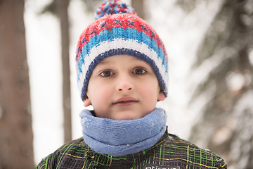 Image showing little boy having fun on winter day