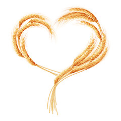 Image showing Wheat ears Heart isolated on the white. EPS 10