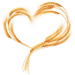 Image showing Wheat ears Heart isolated on the white. EPS 10