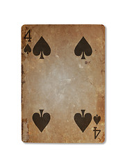 Image showing Very old playing card, four of spades