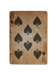 Image showing Very old playing card, eight of spades