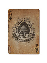 Image showing Very old playing card, ace of spades