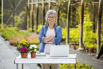 Image showing Working in a flower shop