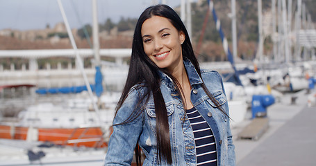 Image showing Fun attractive woman smiling at the camera