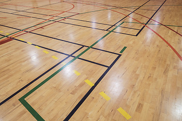 Image showing Retro indoor gymnasium floor