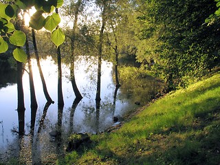 Image showing calm sunny evening on a river in Tartu, estonia