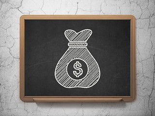 Image showing Business concept: Money Bag on chalkboard background