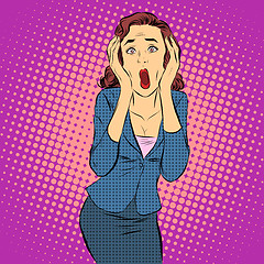 Image showing Businesswoman screaming pain horror emotions