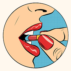 Image showing Taking the pill medication