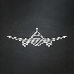 Image showing Vacation concept: Aircraft on chalkboard background
