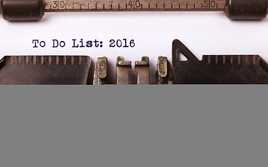 Image showing Vintage typewriter  - To Do List 2016