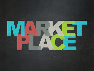 Image showing Marketing concept: Marketplace on School Board background