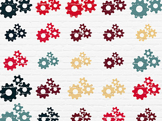 Image showing Business concept: Gears icons on wall background