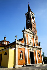 Image showing   the mozzate  old   church    brick  sidewalk italy  lombardy  