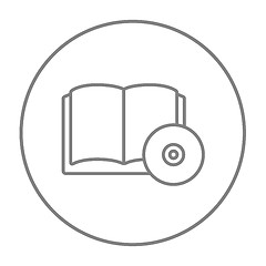 Image showing Audiobook and cd disc line icon.