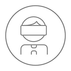 Image showing Man wearing virtual reality headset line icon.