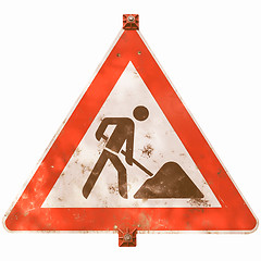 Image showing  Roadworks sign vintage