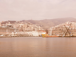 Image showing View of Genoa Italy from the sea vintage