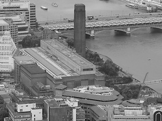 Image showing Black and white Aerial view of London